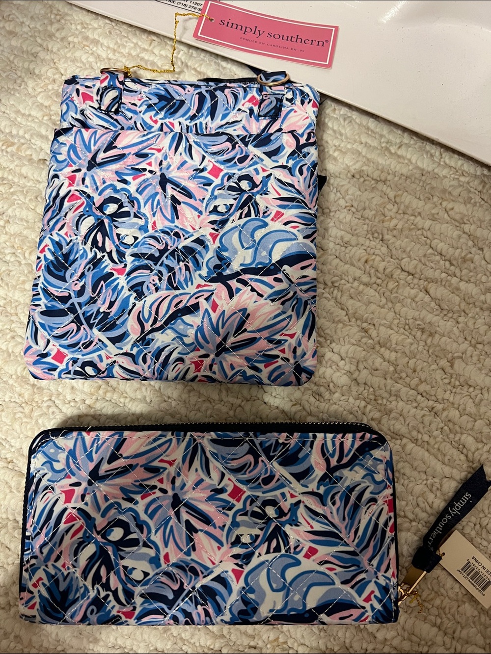Simply Southern Blue & Pink Printed Crossbody and Wallet Set - Picture 2 of 4